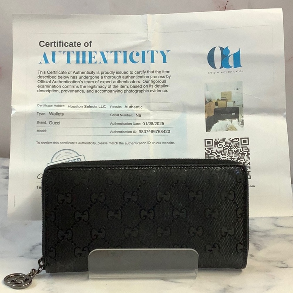 GUC Gucci Black Wallet with Logo Pattern - Picture 5 of 9
